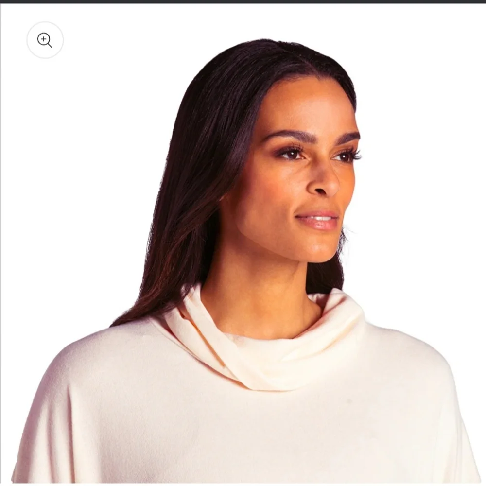 Ultra Soft Dream Jersey Cowl Neck Lounge Set in Cream Size Large